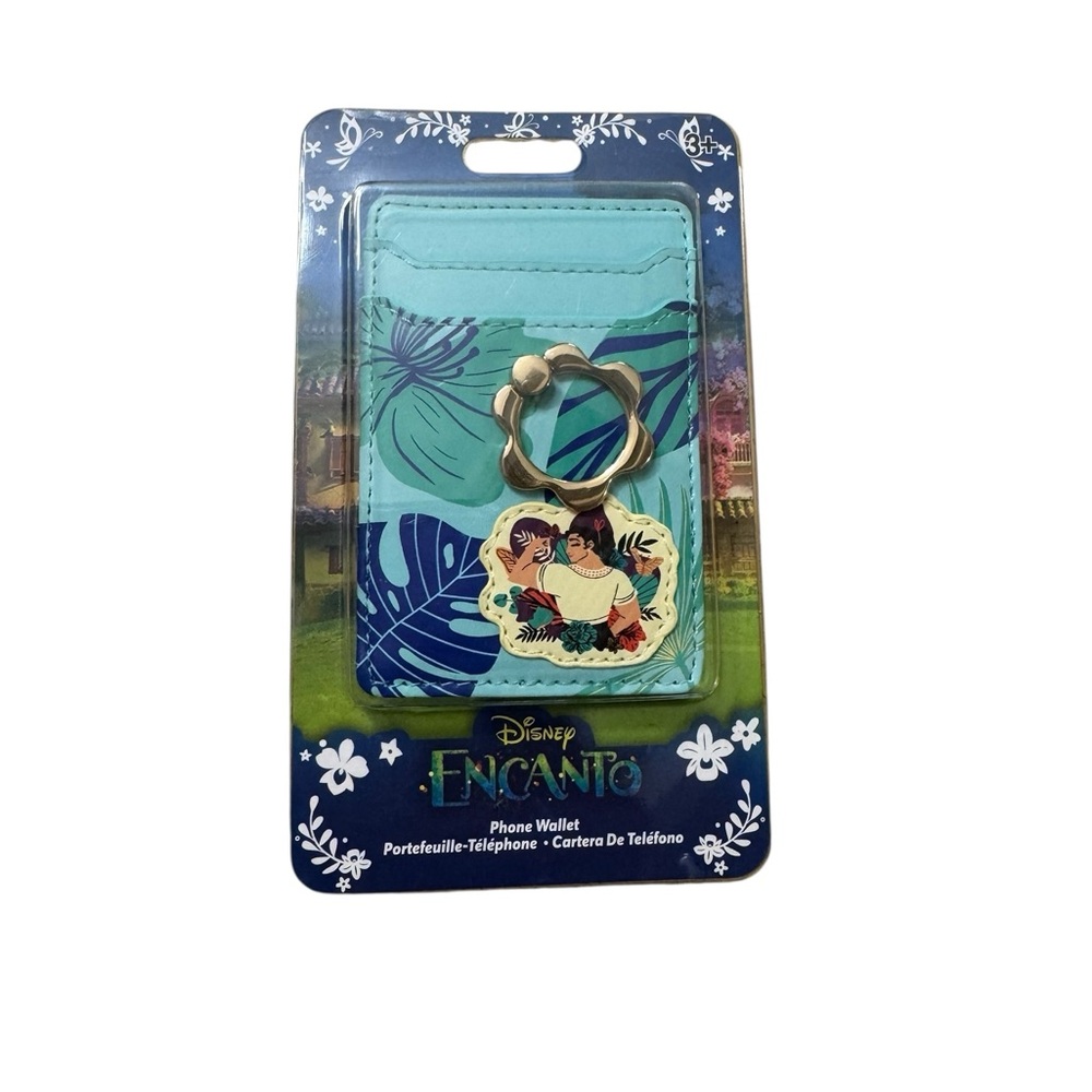 Disney Encanto Teal & Navy Card Phone Wallet with Character Charm and Ring
